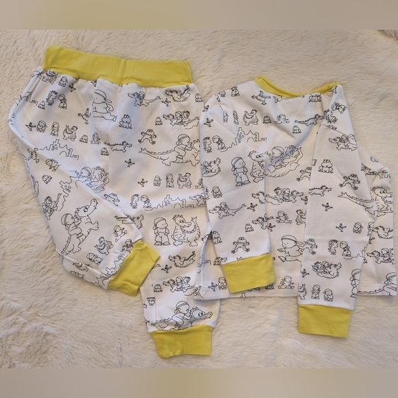 NWT NANO 2-pc Outfit Dragon Fantasy Print Yellow Trim Crown Size Unisex 12m - Picture 7 of 9